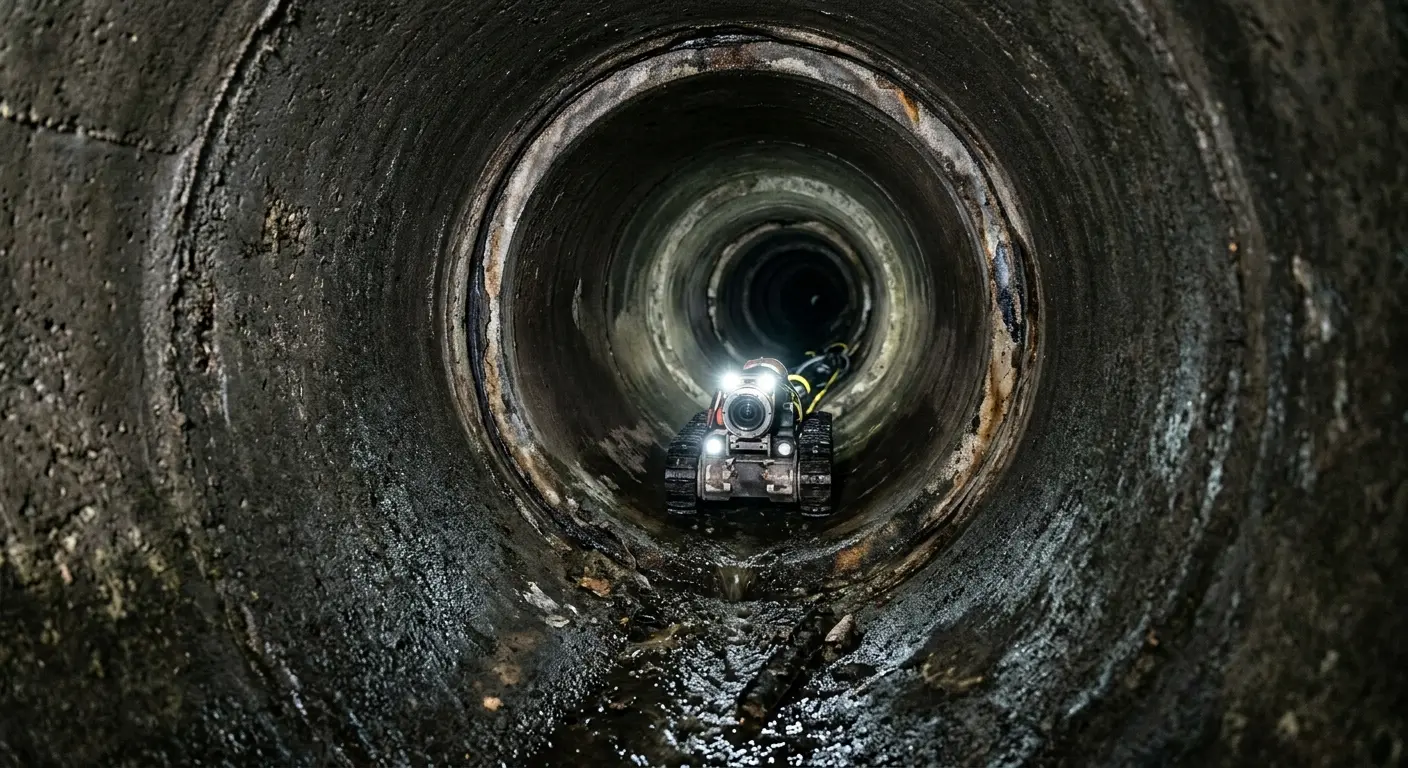 Robotic sewer camera inspecting pipe interior for Sewer Line Repair in Blairstown